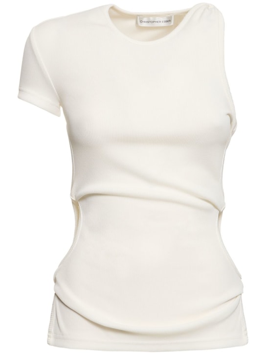 Christopher Esber: Twisted side cutout one short sleeve top - White - women_0 | Luisa Via Roma