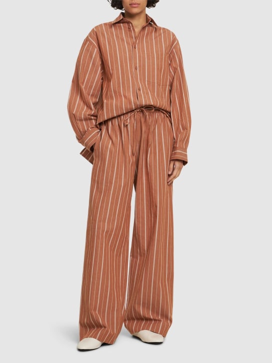 Matteau: Striped cotton & linen shirt - Orange/Multi - women_1 | Luisa Via Roma