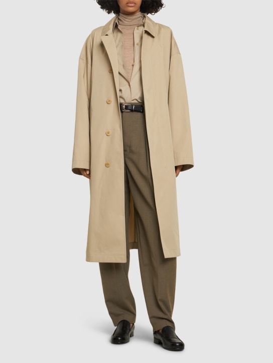 Lemaire: Long cotton overcoat - Beige - women_1 | Luisa Via Roma
