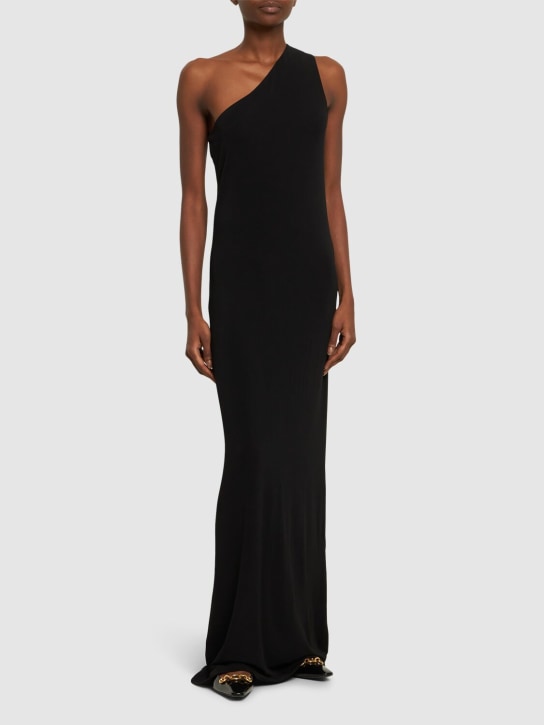Nili Lotan: Raquel one shoulder viscose long dress - Black - women_1 | Luisa Via Roma