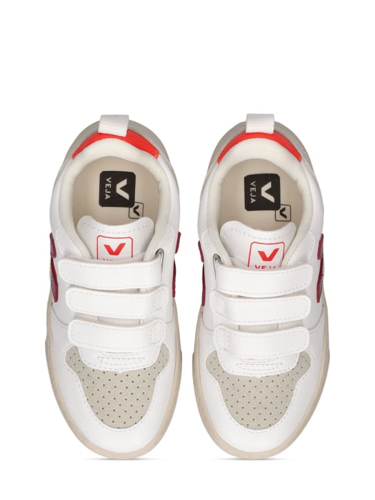 Veja: V10 chrome-free leather sneakers - White/Red - kids-girls_1 | Luisa Via Roma