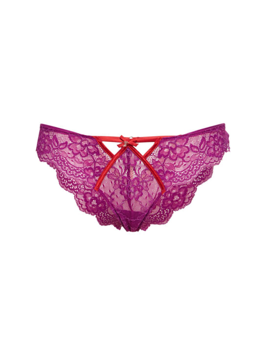 Fleur Du Mal: Naomi cheeky lace briefs - Red/Purple - women_0 | Luisa Via Roma