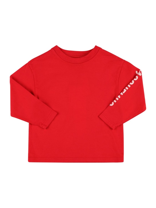 Jacquemus: T-shirt in jersey di cotone stampato - Rosso - kids-boys_0 | Luisa Via Roma