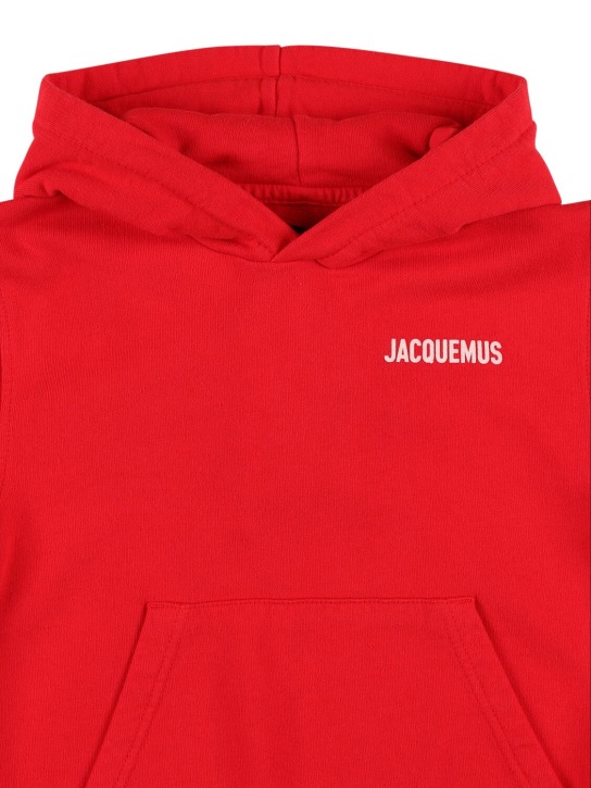 Jacquemus: Sweat-shirt en coton à capuche - Rouge - kids-boys_1 | Luisa Via Roma