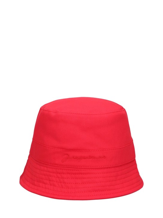 Jacquemus: Cotton bucket hat - Red - kids-girls_0 | Luisa Via Roma