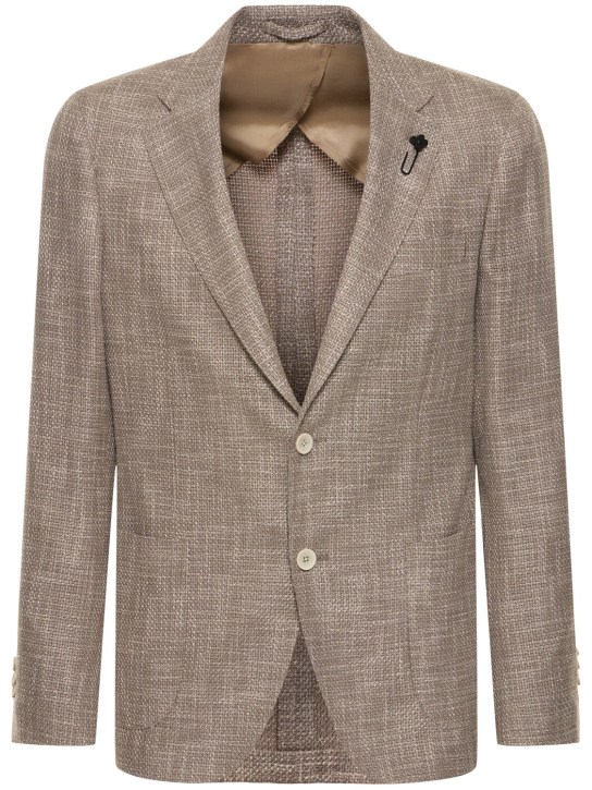 Lardini: Wool blend blazer - Brown - men_0 | Luisa Via Roma