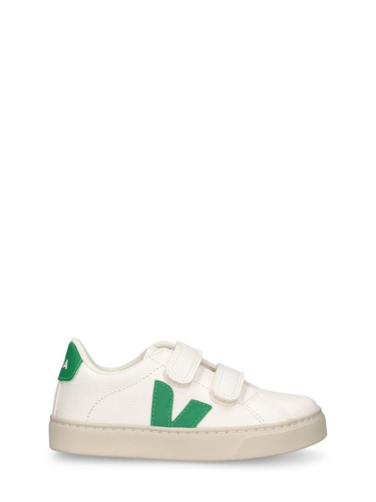 Veja: Sneakers en cuir sans chrome Esplar - Blanc/Vert - kids-boys_0 | Luisa Via Roma