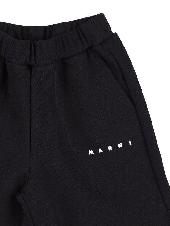 Marni Junior: Logo print cotton shorts - Black - kids-boys_1 | Luisa Via Roma