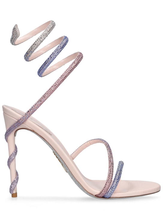 René Caovilla: Sandali in pelle con decorazioni 105mm - Rosa/Multi - women_0 | Luisa Via Roma