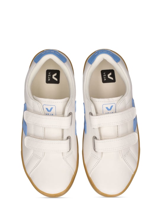 Veja: Esplar chrome-free leather sneakers - White/Light Blue - kids-girls_1 | Luisa Via Roma