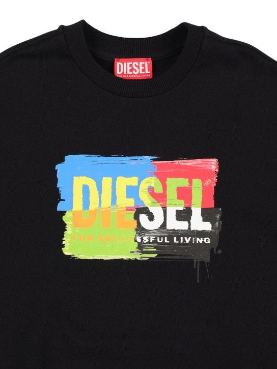Diesel Kids: Logo print cotton sweatshirt - Black - kids-boys_1 | Luisa Via Roma