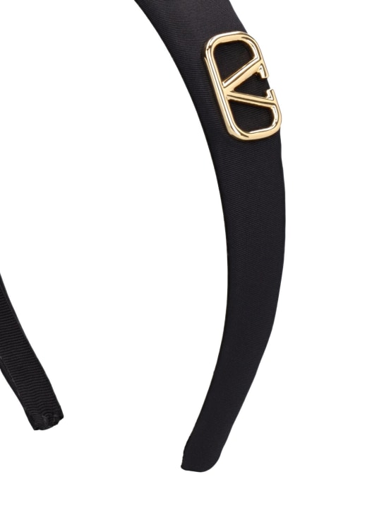 Valentino Garavani: V logo silk headband - Black/Gold - women_1 | Luisa Via Roma