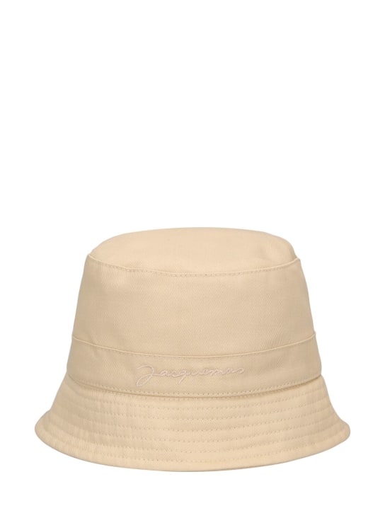 Jacquemus: Cotton bucket hat - Dark Beige - kids-girls_0 | Luisa Via Roma