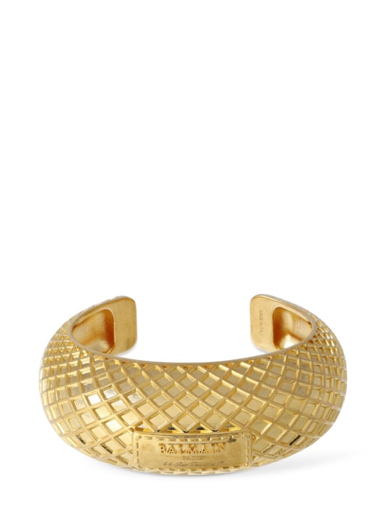 Balmain: Signature Grid brass bracelet - Gold - men_0 | Luisa Via Roma
