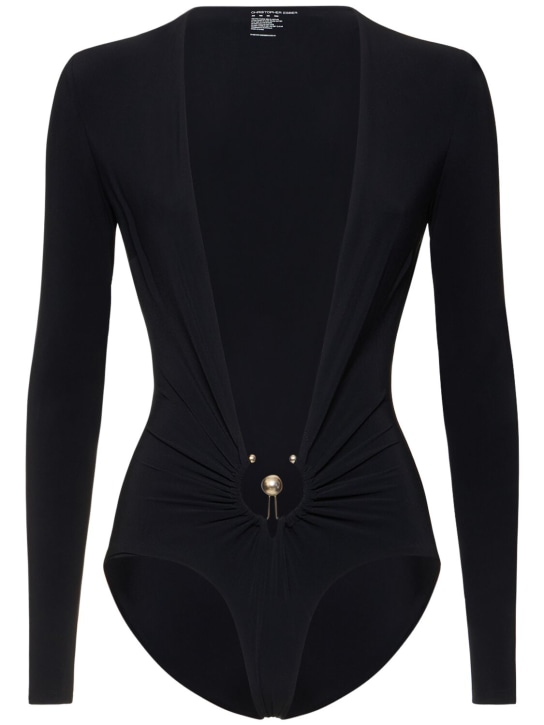 Christopher Esber: Pierced Orbit l/s one piece swimsuit - Black - women_0 | Luisa Via Roma