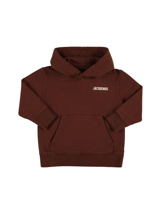 Jacquemus: Hooded cotton sweatshirt - Brown - kids-boys_0 | Luisa Via Roma