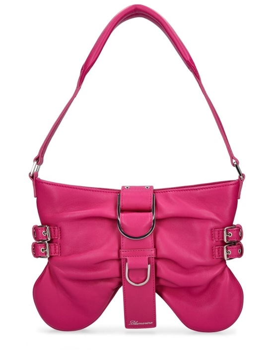 Blumarine: Grand sac porté épaule en cuir - Very Berry - women_0 | Luisa Via Roma