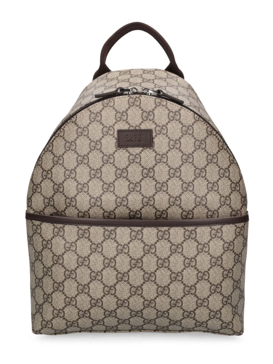 Gucci: GG Supreme backpack - Beige/Ebony - kids-girls_0 | Luisa Via Roma
