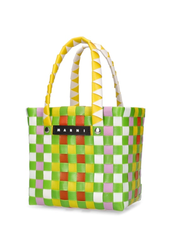 Marni Junior: Bolso cesta tejido color block con logo - Verde - kids-girls_1 | Luisa Via Roma