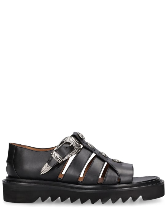 Toga Virilis: Leather sandals - Black - men_0 | Luisa Via Roma