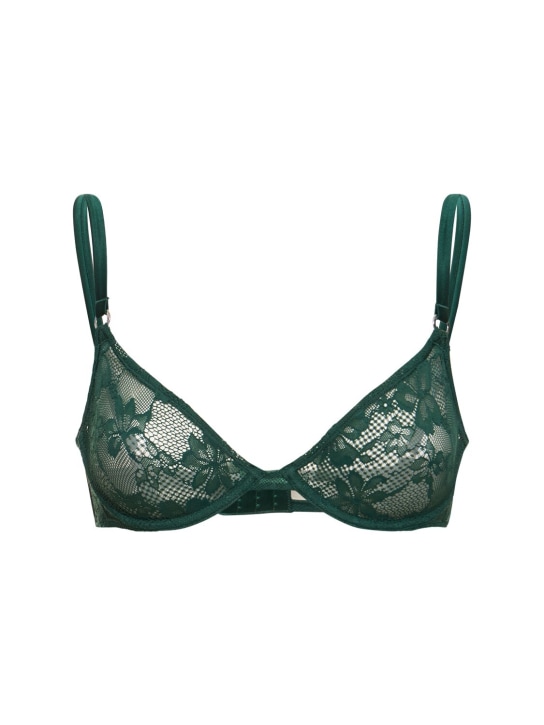 Fleur Du Mal: Le Stretch multi-fit lace demi bra - Green - women_0 | Luisa Via Roma