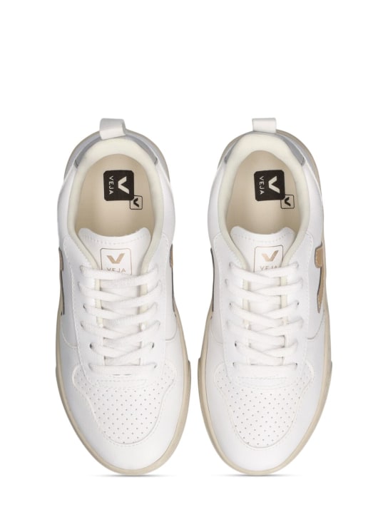 Veja: V10 chrome-free leather sneakers - White/Gold - kids-girls_1 | Luisa Via Roma