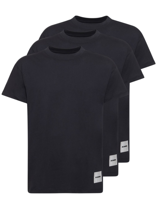 Jil Sander: 棉质T恤3件套装 - Midnight - men_0 | Luisa Via Roma