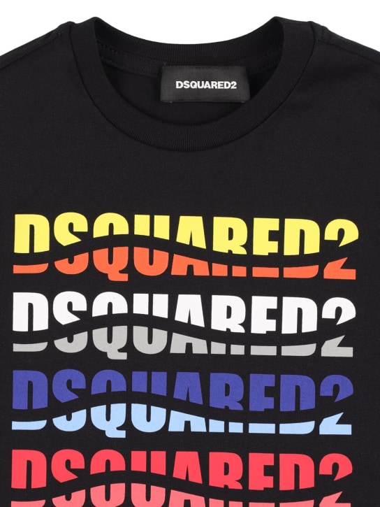 Dsquared2: Bedrucktes T-Shirt aus Baumwolljersey - Schwarz - kids-boys_1 | Luisa Via Roma