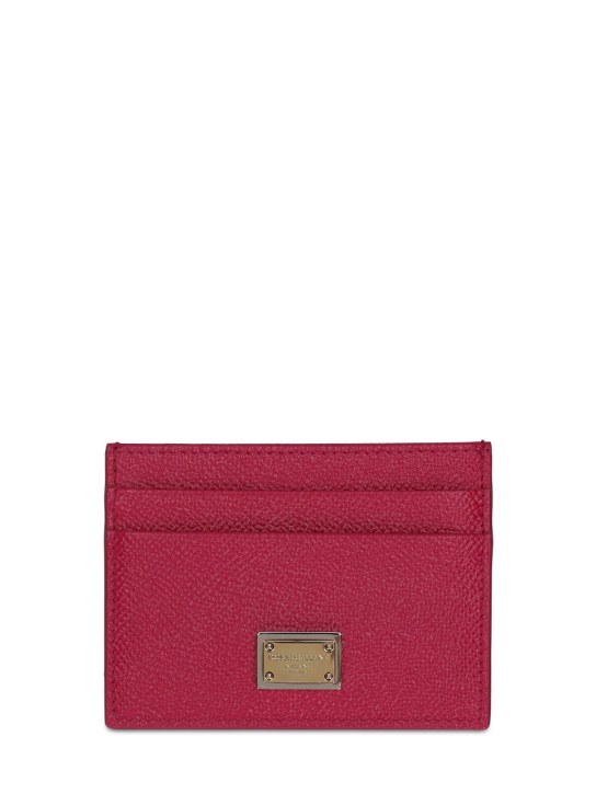 Dolce&Gabbana: Porta carte di credito in pelle - Viola - women_0 | Luisa Via Roma