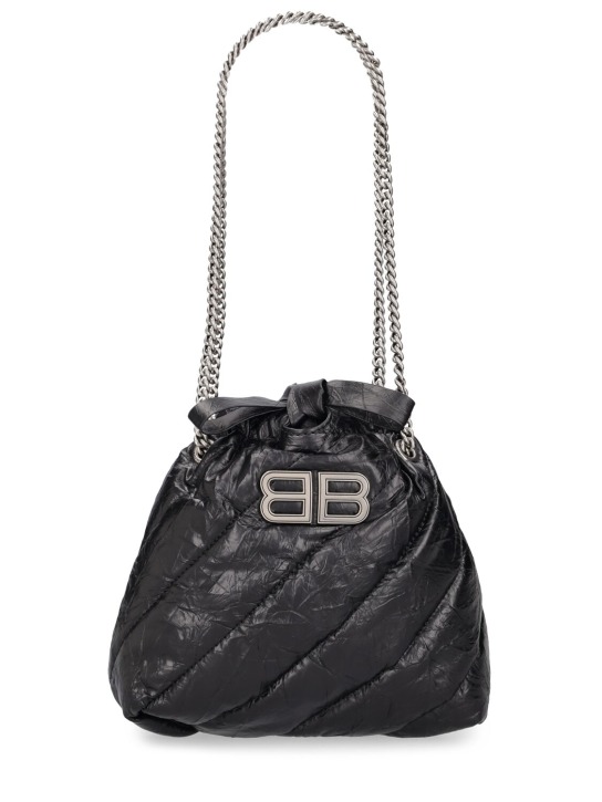 Balenciaga: XS Crush quilted leather tote bag - Black - women_0 | Luisa Via Roma