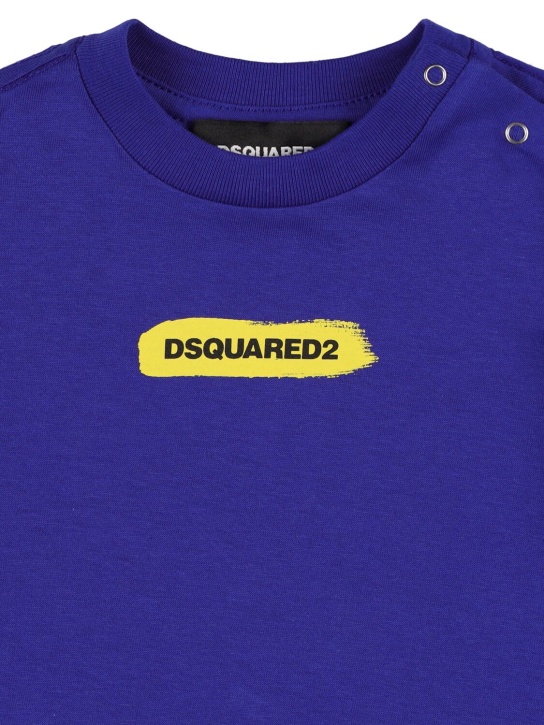 Dsquared2: Camiseta de jersey de algodón estampada - Azul - kids-boys_1 | Luisa Via Roma