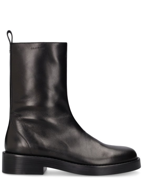 Courreges: Rider leather tall boots - Black - men_0 | Luisa Via Roma