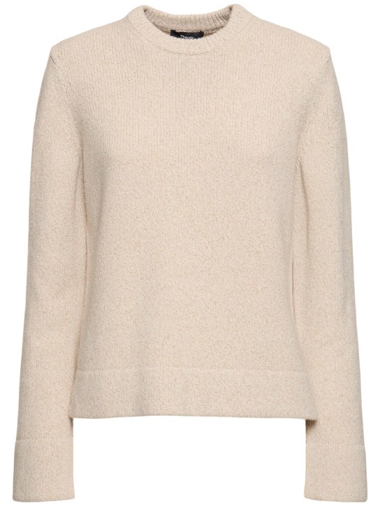 Theory: Side slit wool blend sweater - Beige - women_0 | Luisa Via Roma
