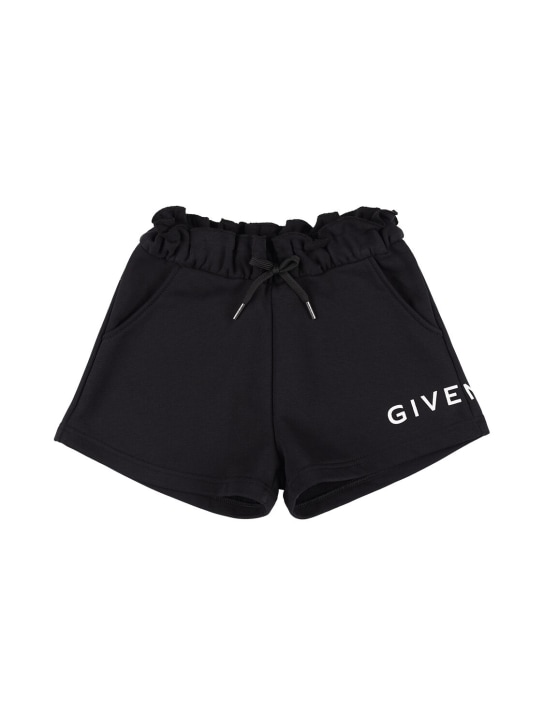 Givenchy: Shorts de mezcla de algodón - Negro - kids-girls_0 | Luisa Via Roma