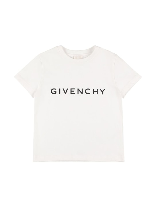 Givenchy: 코튼 저지 티셔츠 - 화이트 - kids-girls_0 | Luisa Via Roma