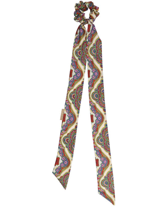 Etro: Silk twill scrunchie w/ties - Multicolor - women_0 | Luisa Via Roma