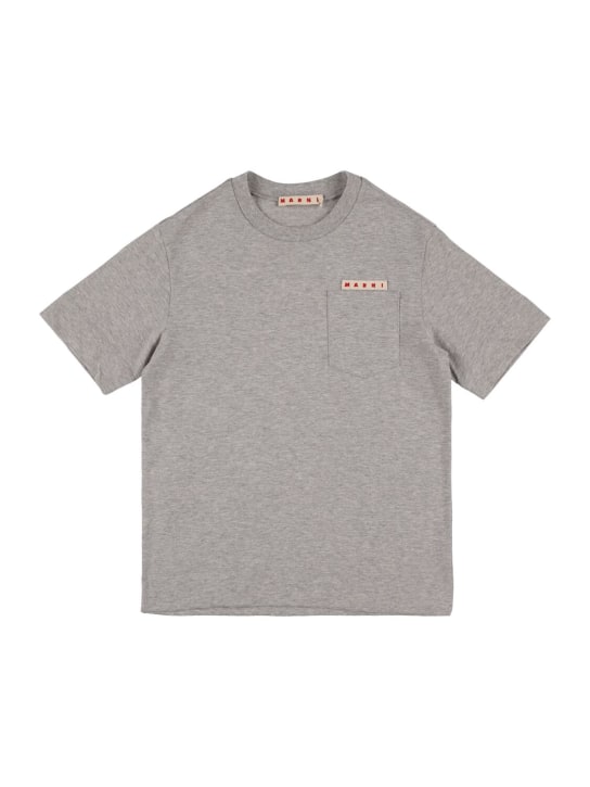 Marni Junior: T-Shirt aus Baumwolljersey mit Logodruck - Grau - kids-boys_0 | Luisa Via Roma