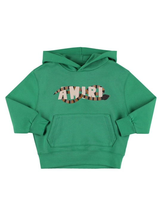 Amiri: Cotton hoodie w/ logo - Green - kids-girls_0 | Luisa Via Roma