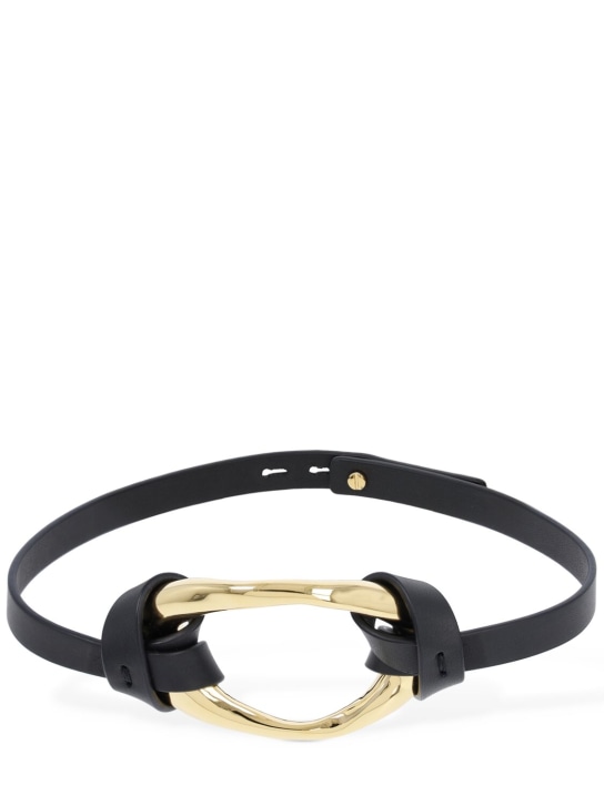 Jil Sander: Halsband aus Leder „BW5 2“ - Gold/Schwarz - women_0 | Luisa Via Roma