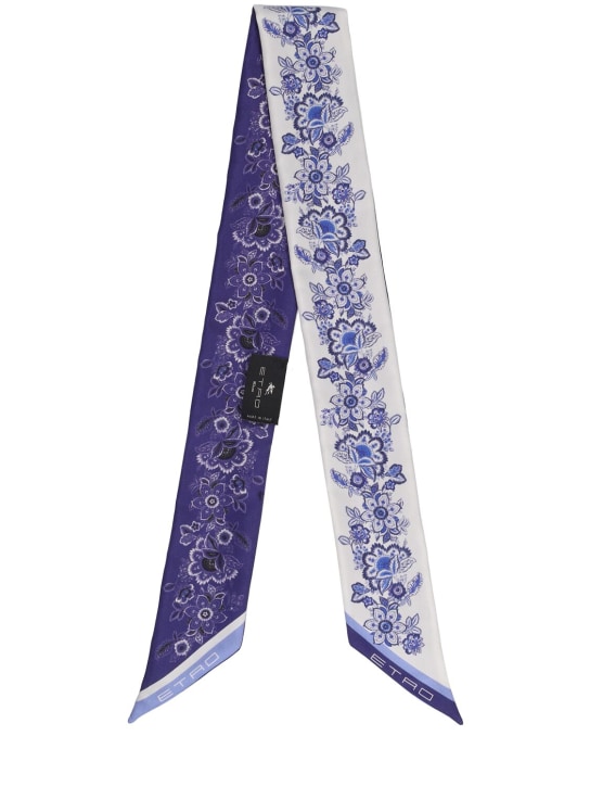 Etro: Printed silk scarf - Blue - women_0 | Luisa Via Roma