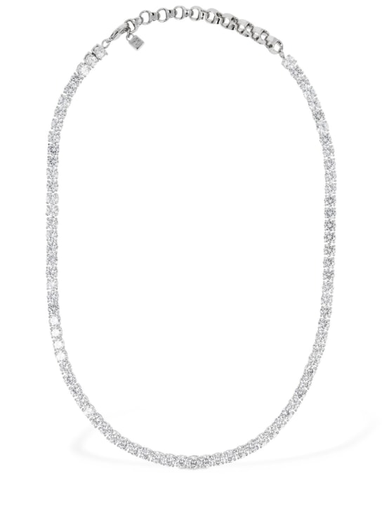 Dsquared2: D2 crystal tennis collar necklace - Silver - men_0 | Luisa Via Roma