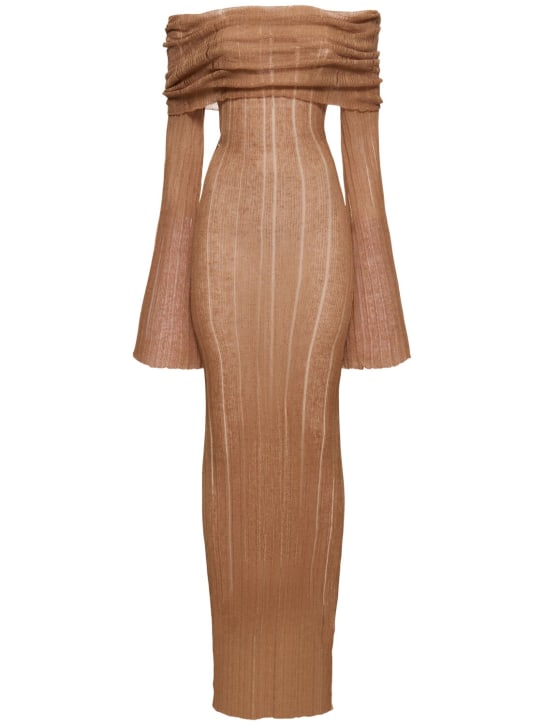Aya Muse: Atra linen blend long dress - Brown - women_0 | Luisa Via Roma