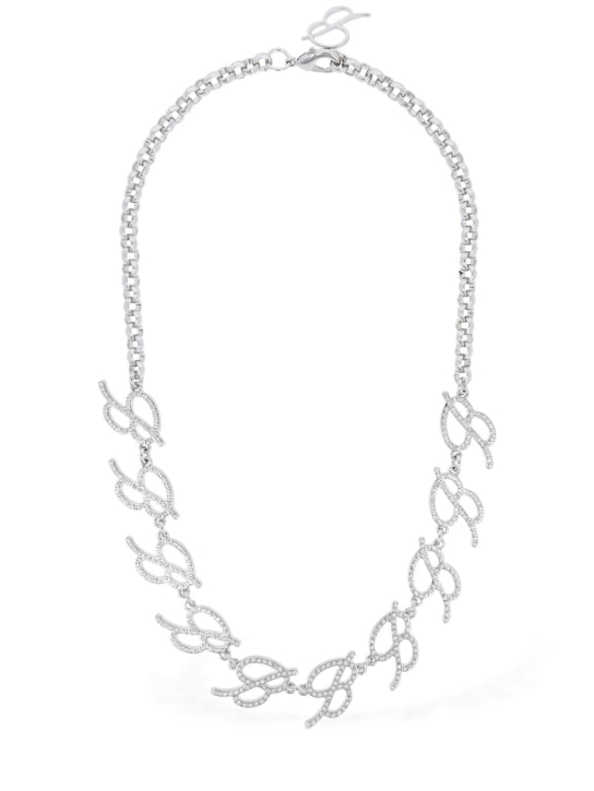 Blumarine: Halsband mit Kristallen mit B-Logo - Silber/Kristall - women_0 | Luisa Via Roma