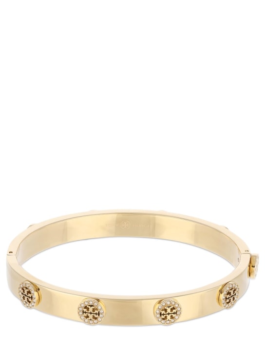 Tory Burch: Miller Stud pavé hinge bracelet - Gold/Crystal - women_0 | Luisa Via Roma