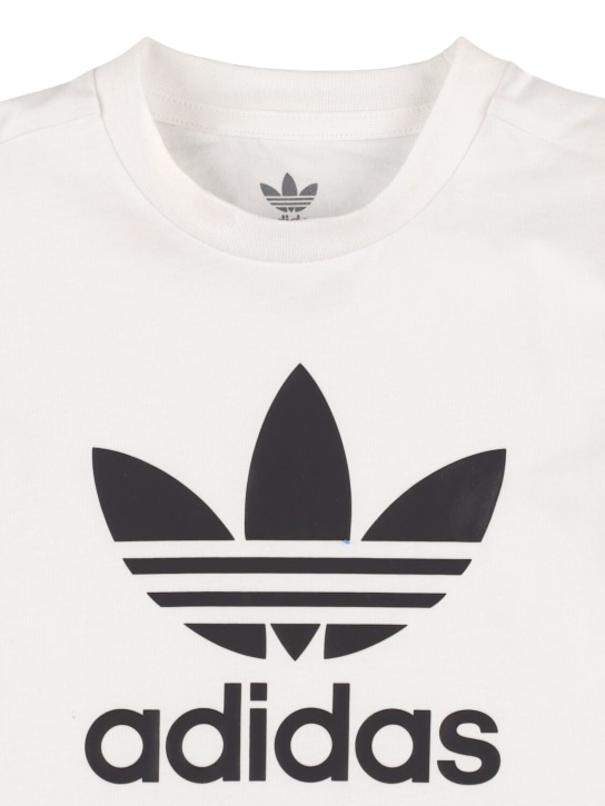adidas Originals: T-shirt e shorts in cotone con logo - Bianco/Nero - kids-boys_1 | Luisa Via Roma