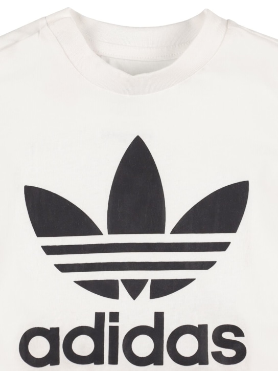 adidas Originals: Logo print cotton blend t-shirt & shorts - White/Black - kids-boys_1 | Luisa Via Roma