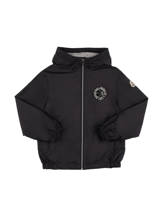 Moncler: Ambertine nylon rainwear jacket - Black - kids-boys_0 | Luisa Via Roma