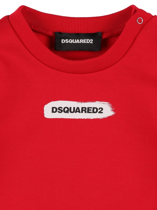Dsquared2: Sweat-shirt en coton imprimé logo - Rouge - kids-boys_1 | Luisa Via Roma