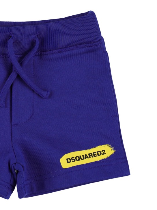 Dsquared2: Shorts in felpa di cotone con logo - Blu - kids-boys_1 | Luisa Via Roma