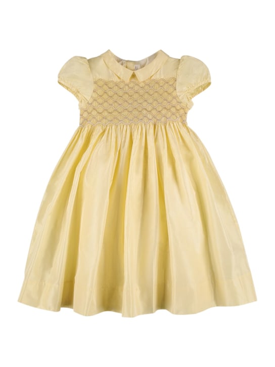 Bonpoint: Silk dress - Light Yellow - kids-girls_0 | Luisa Via Roma